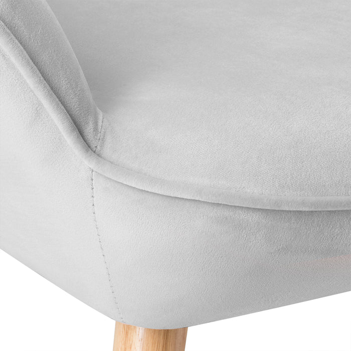 Poltrona con Sgabello da Salotto in Velluto Grigio Sedia con Poggiapiedi Moderno