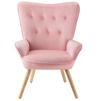 Poltrona con Sgabello da Salotto in Velluto Rosa Sedia con Poggiapiedi Moderno