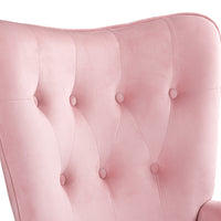 Poltrona con Sgabello da Salotto in Velluto Rosa Sedia con Poggiapiedi Moderno