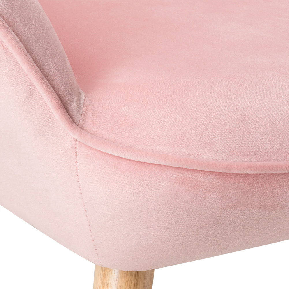 Poltrona con Sgabello da Salotto in Velluto Rosa Sedia con Poggiapiedi Moderno