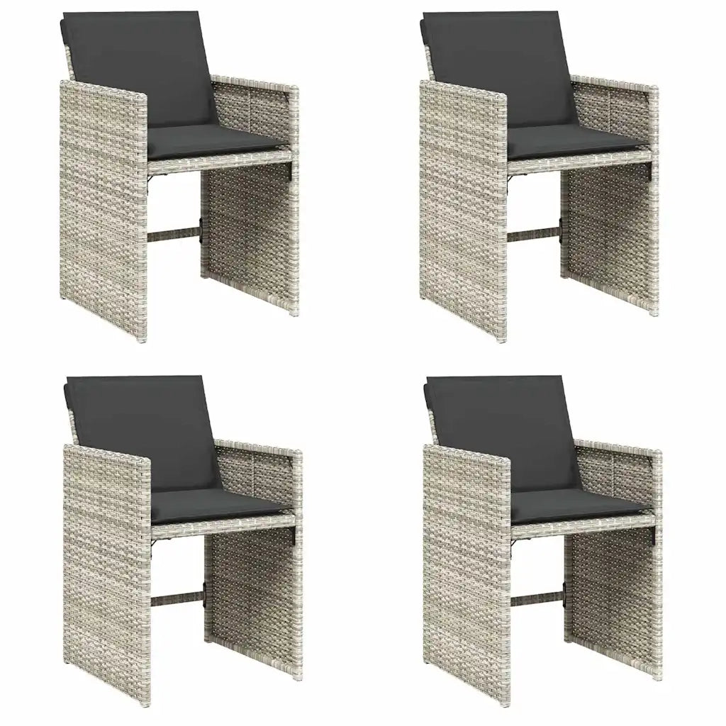 Sedie da Giardino con Cuscini 4 pz | Sedie da Esterno Grigio Chiaro in Polyrattan