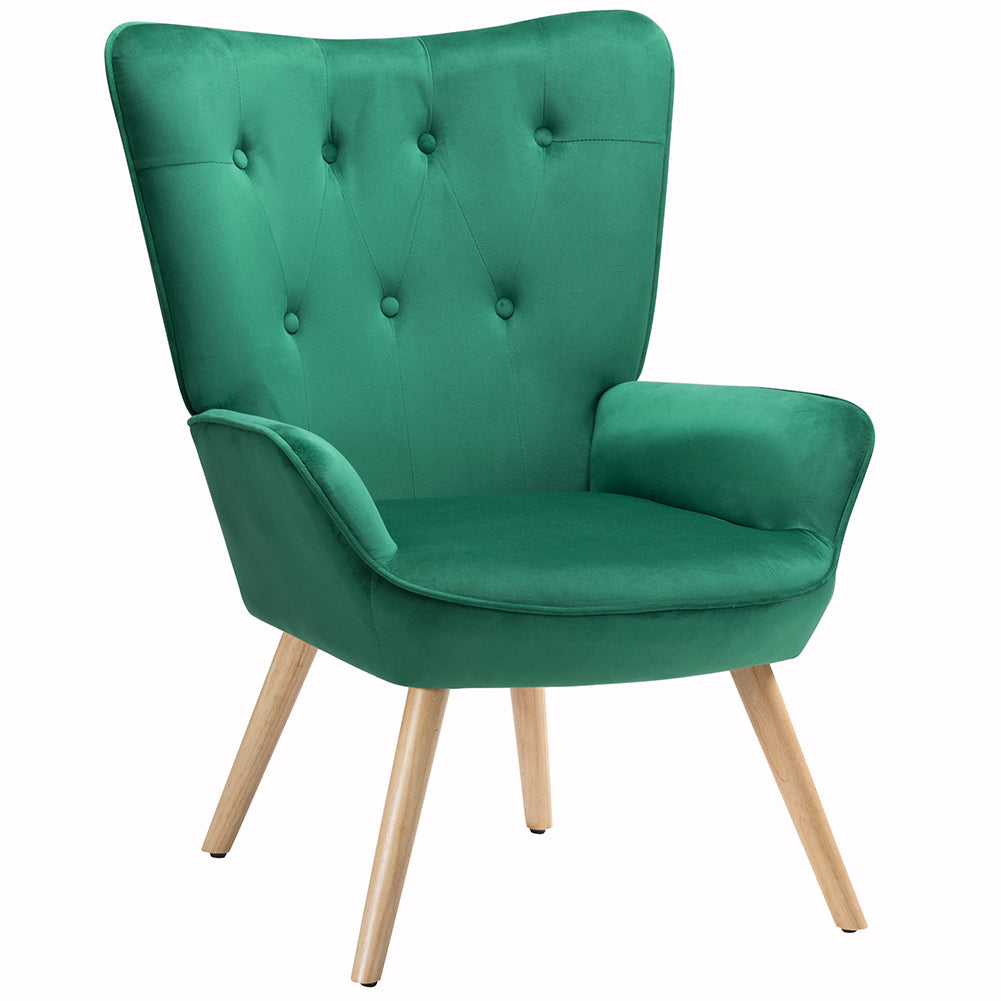 Poltrona con Sgabello da Salotto in Velluto Verde Sedia con Poggiapiedi Moderno