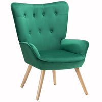 Poltrona con Sgabello da Salotto in Velluto Verde Sedia con Poggiapiedi Moderno