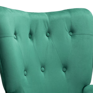 Poltrona con Sgabello da Salotto in Velluto Verde Sedia con Poggiapiedi Moderno