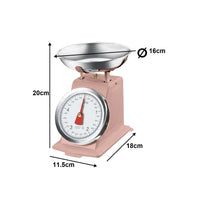Bilancia da Cucina in metallo Shabby Rosa Max 5 Kg Analogica Vassoio in Acciaio