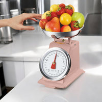 Bilancia da Cucina in metallo Shabby Rosa Max 5 Kg Analogica Vassoio in Acciaio