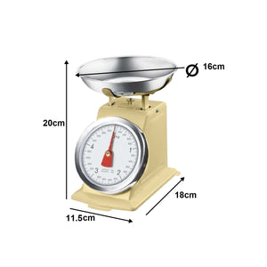 Bilancia da Cucina in metallo Shabby Giallo Max 5 Kg Analogica Vassoio in Acciaio