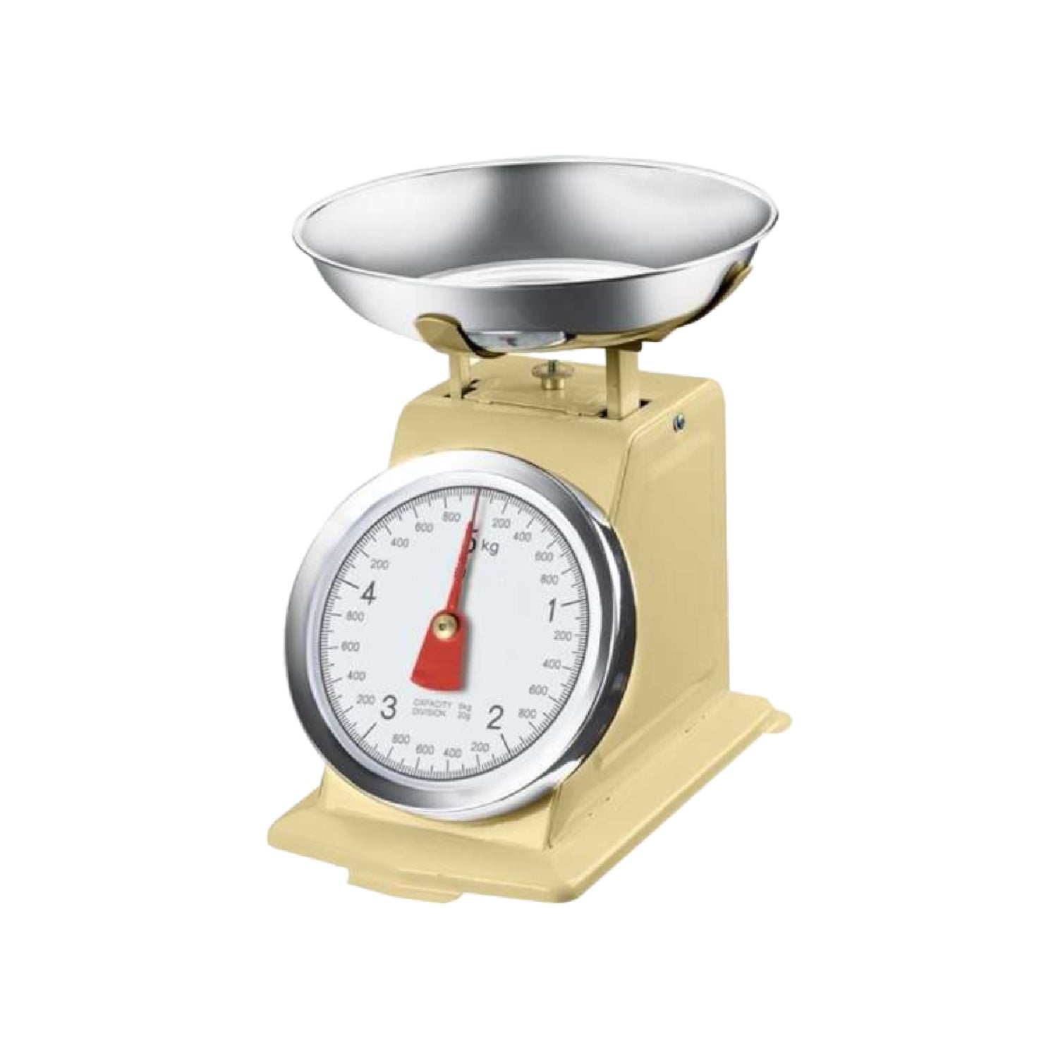 Bilancia da Cucina in metallo Shabby Giallo Max 5 Kg Analogica Vassoio in Acciaio