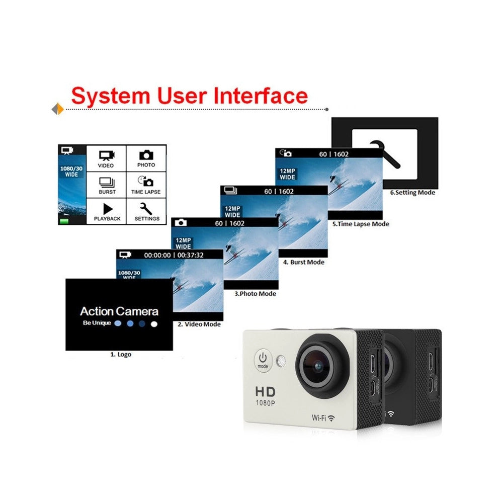 Trade Shop - Pro Cam Sport Wifi Full Hd 1080p Action Camera Dv 12mp Videocamera Subacquea Y8 -