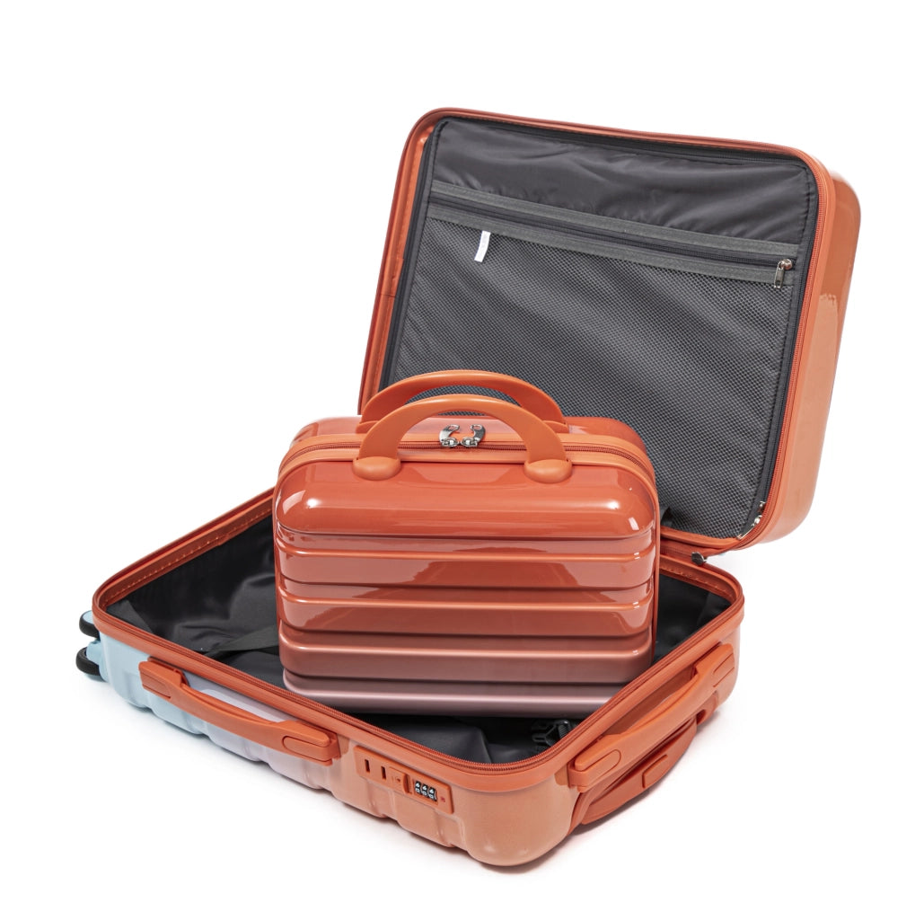 Set Valigie Rigide PC 14" e 20" con Lucchetto a Combinazione e Beauty Case 14" Rosso
