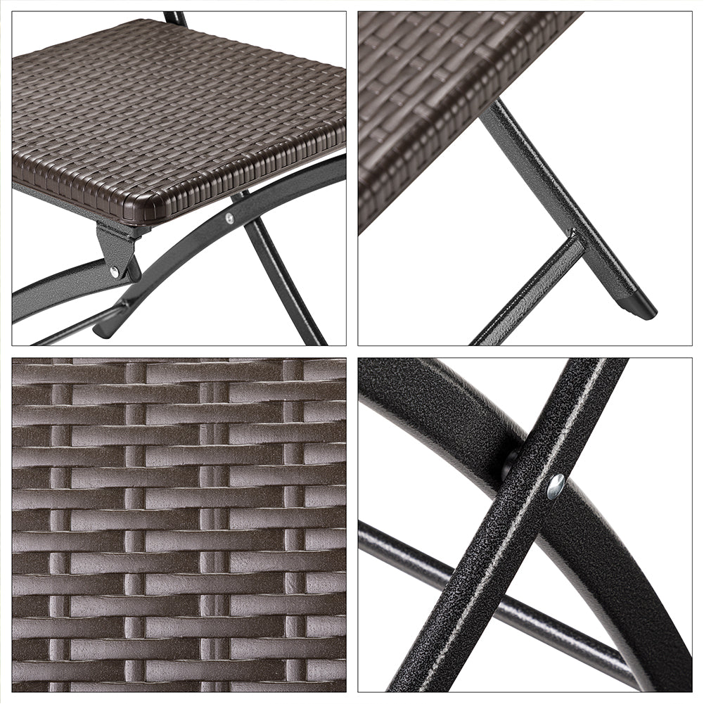 Set Tavolo + 4 Sedie Pieghevole Arredo Esterno Giardino in Polyrattan Marrone