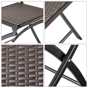 Set Tavolo + 4 Sedie Pieghevole Arredo Esterno Giardino in Polyrattan Marrone