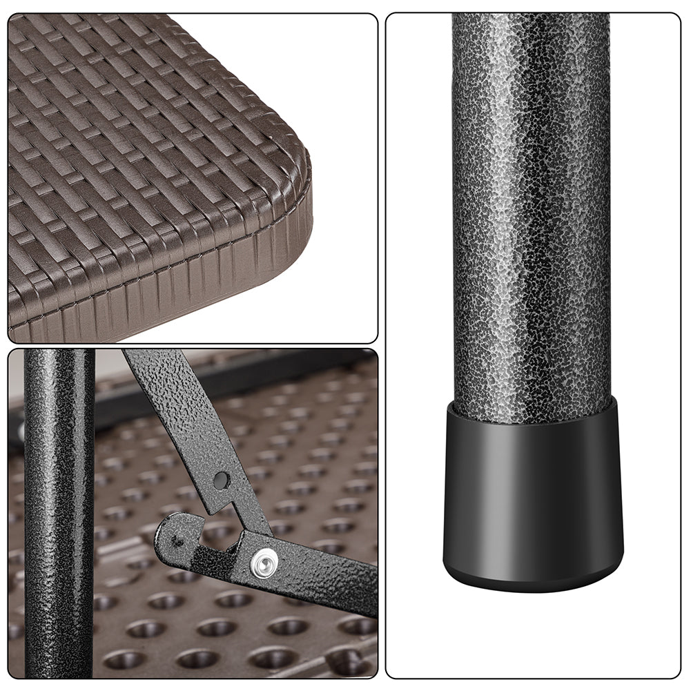 Set Tavolo + 4 Sedie Pieghevole Arredo Esterno Giardino in Polyrattan Marrone