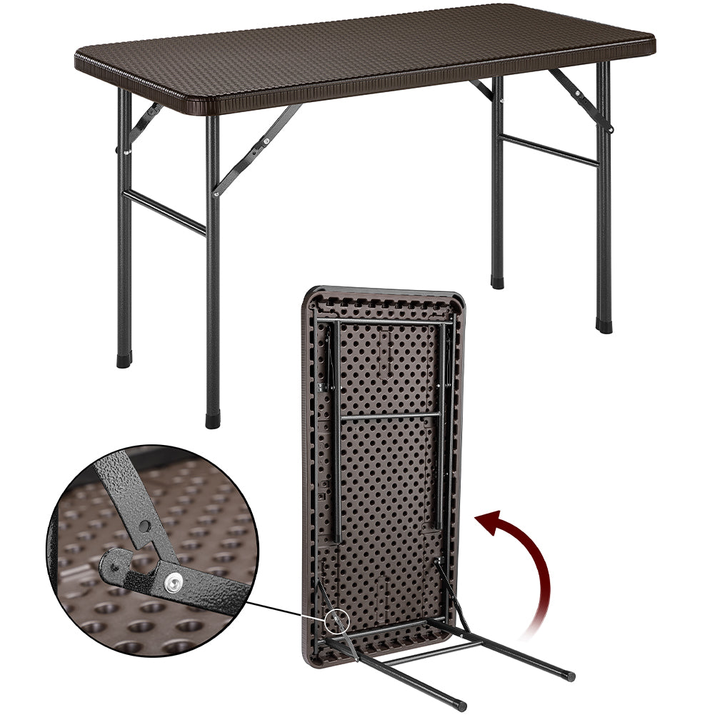 Set Tavolo + 4 Sedie Pieghevole Arredo Esterno Giardino in Polyrattan Marrone