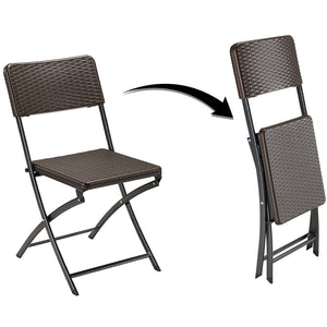 Set Tavolo + 4 Sedie Pieghevole Arredo Esterno Giardino in Polyrattan Marrone