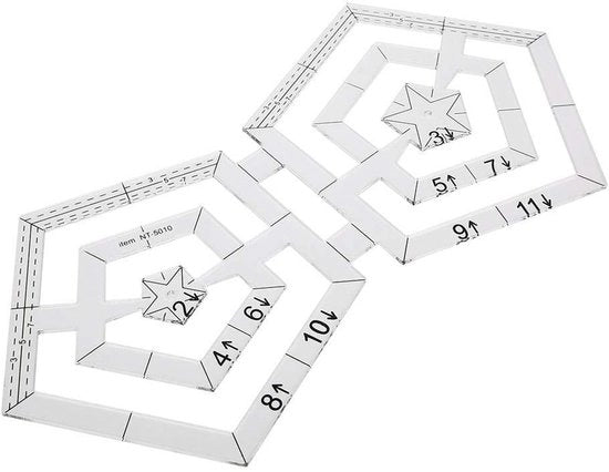 Liniaal a Patchwork Transparente a Doppio Angolo - Materiale Acrilico - Utensile da Sartoria - Liniaal per Quilt - 220 mm di Lunghezza