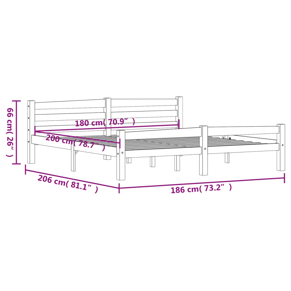 Giroletto senza Materasso 180x200 cm in Legno Massello di Pino 322066