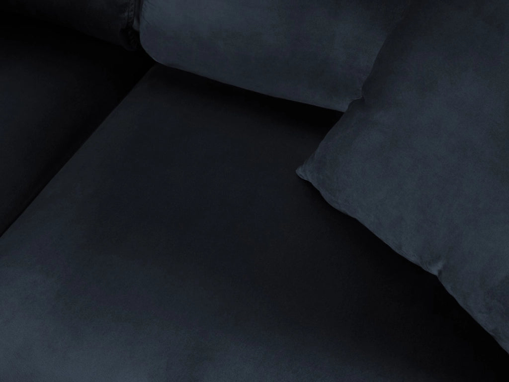 Cosmopolitan Design - Divano convertibile angolare sinistro con contenitore "Kyoto" 5 posti in velluto blu scuro 