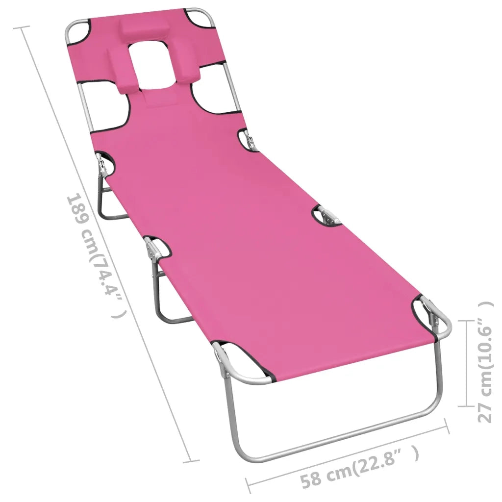 Lettino Prendisole Pieghevole con Poggiatesta Acciaio Magenta 310333