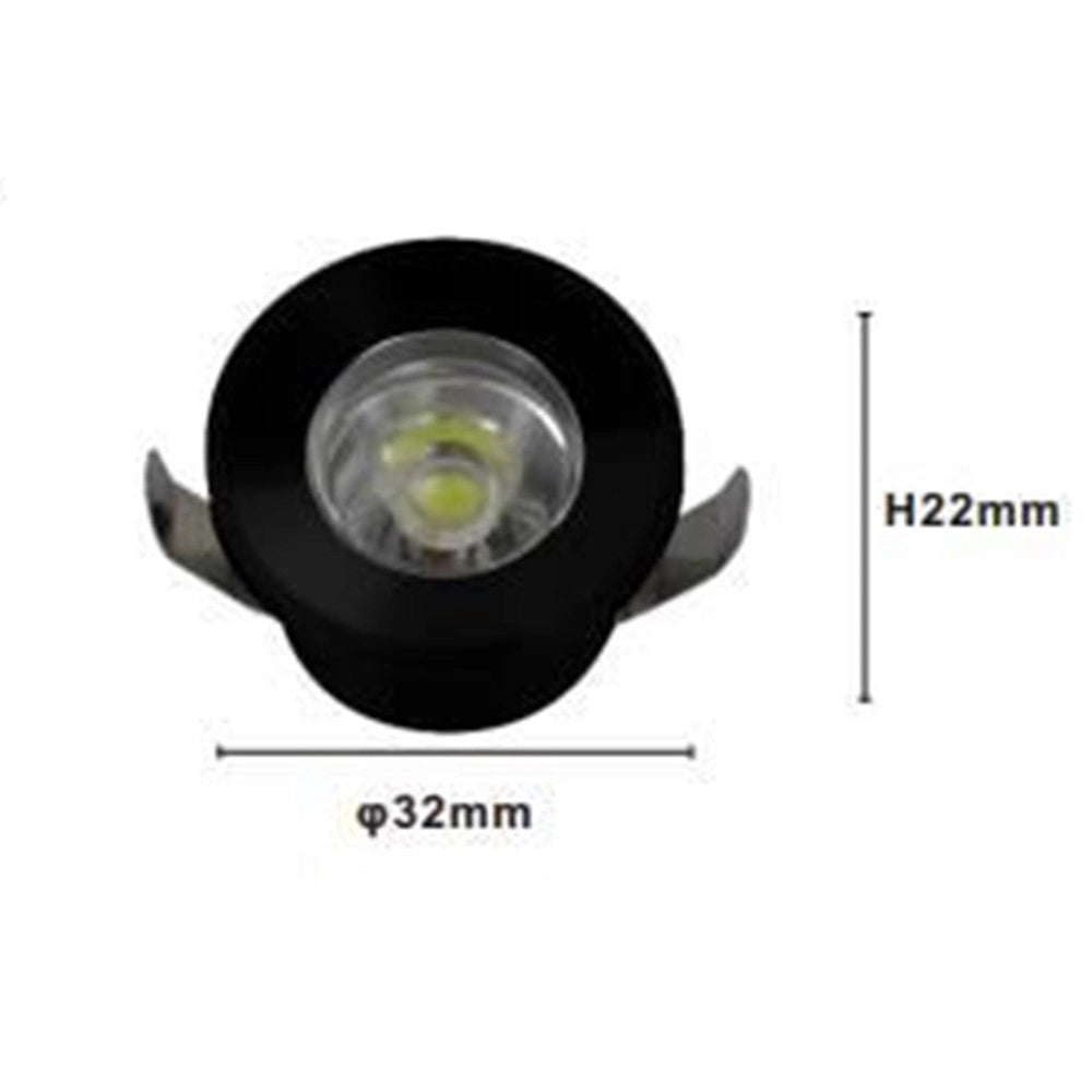 Trade Shop - Faretto 1w Led Incasso A Soffitto Ip20 Nero Mini Spot Segnapassi Luce Fredda 00281         