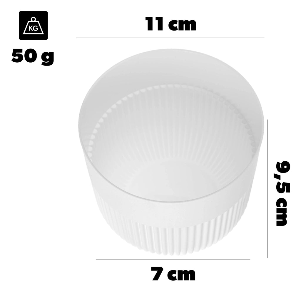 Vaso da fiori KADAX, Coprivaso, 11 cm, Plastica, Rotondo, A coste, Bianco
