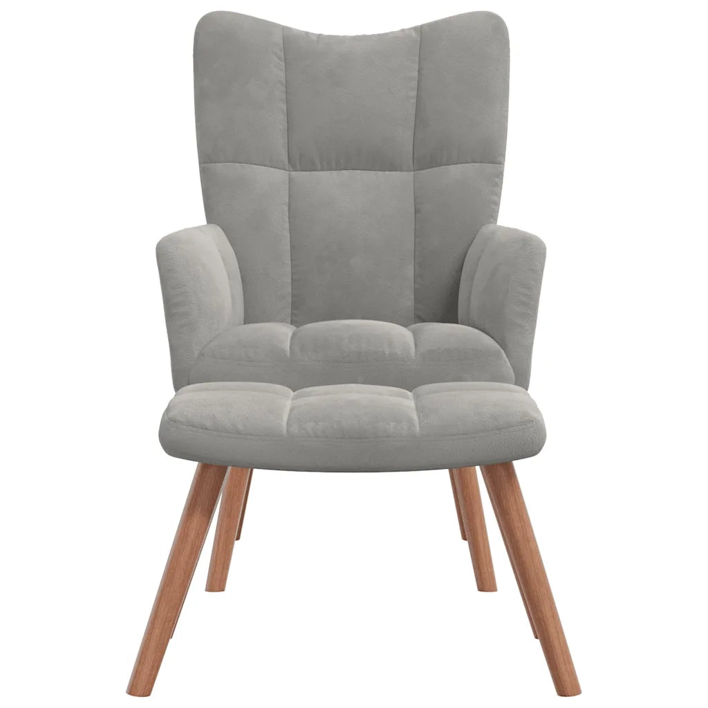 Poltrona Relax con Poggiapiedi Grigio Chiaro in Velluto cod mxl 51897