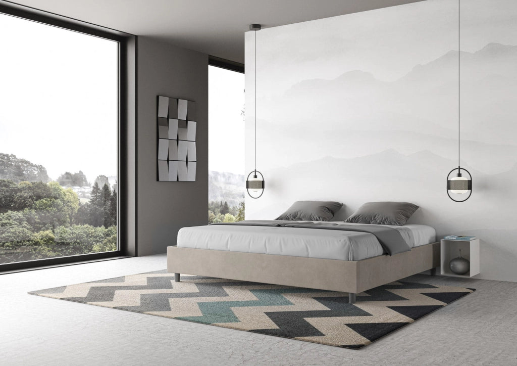 Letto Matrimoniale Extra Large Sommier 200x210 cm con Rete Azelia Sabbia