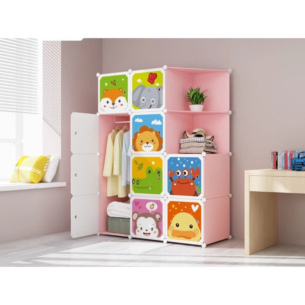 Trade Shop - Armadio Guardaroba Modulare A 10 Cubi Con Ante Decorate Appendiabiti Personalizzabile -