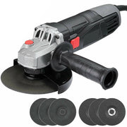 Trade Shop - Smerigliatrice Angolare 750w Flex Frullino 125mm 6 Dischi E Manico Regolabile -