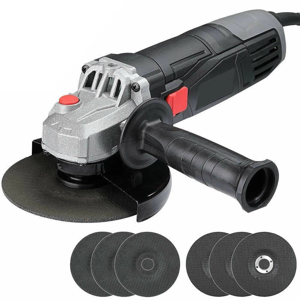 Trade Shop - Smerigliatrice Angolare 750w Flex Frullino 125mm 6 Dischi E Manico Regolabile -