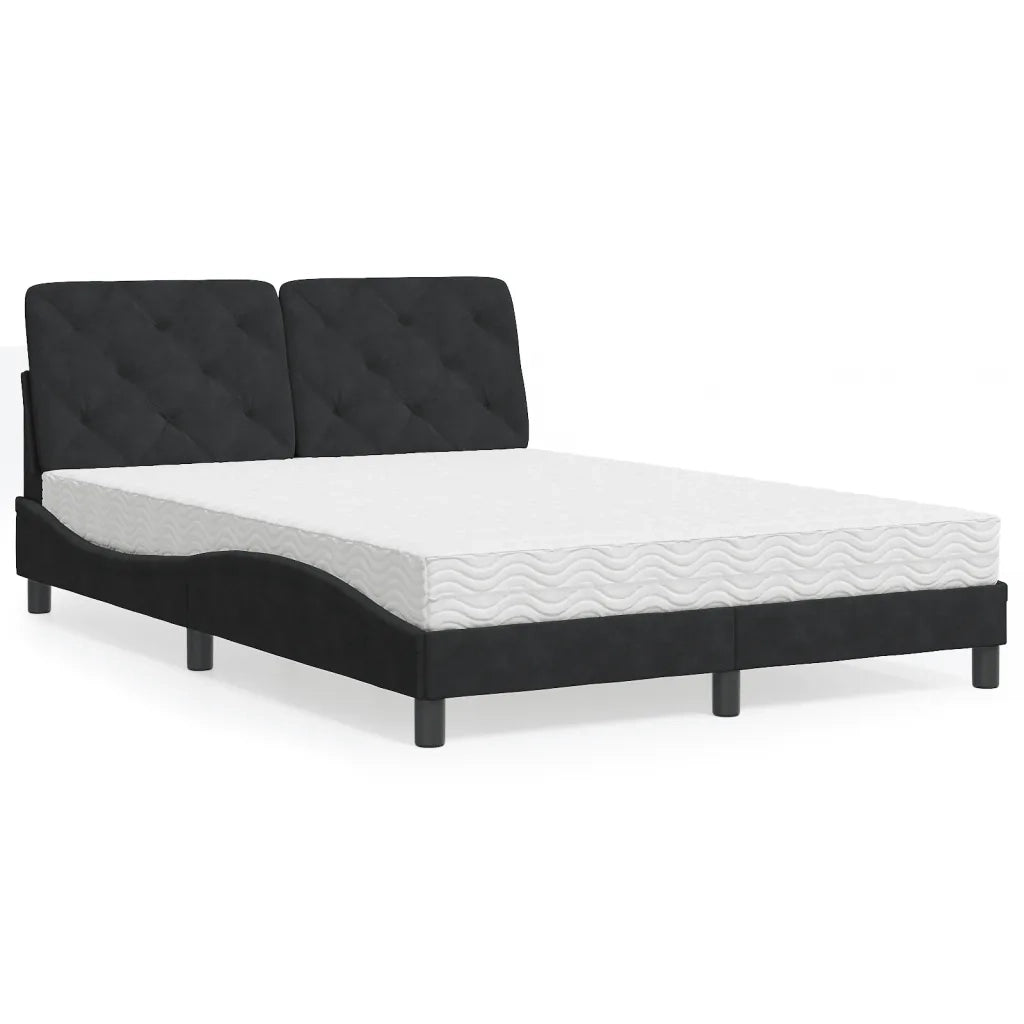 Letto con Materasso Nero 140x200 cm in Vellutocod mxl 91471