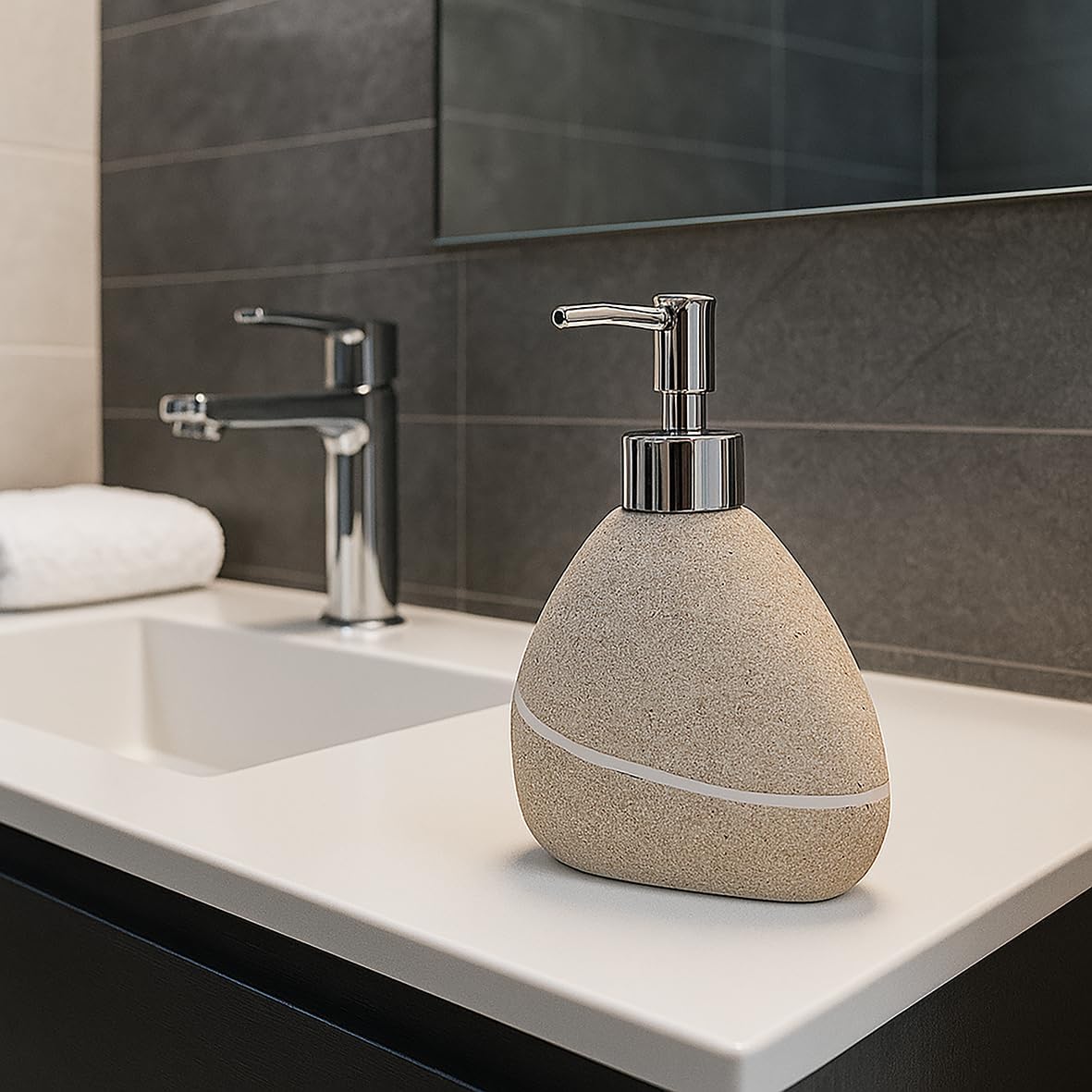 Labor Dispenser Sapone Liquido in Poliresina Effetto Pietra – Serie Sand