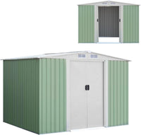 Casetta Porta Attrezzi, Capanni da Esterno con Porta Scorrevole e Tetto a Sella Galvanizzato con Ventilazione, Capannone da Giardino e Cortile, 257 x 205 x 175,5 cm