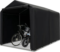 Capanno di Stoccaggio per Esterni, Garage Portatile per Biciclette, Motociclette, Attrezzi da Giardino, Carport per Bici con Porta a Rullo e Cerniera, 160 x 218 x 164 cm (Grigio Scuro)
