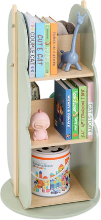 Scaffale Rotante per Bambini, Organizzatore per Giocattoli a 5 Ripiani, Mensola Girevole a 360° per Angolo, Scaffale da Terra per Camera dei Bambini Sala Giochi Asilo, 47,5x47,5x96 cm