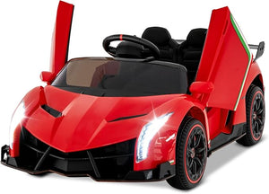 Lamborghini Macchina Elettrica per Bambini, Auto Elettrica Cavalcabile con Telecomando Luci LED, 3 Velocità, 3-6 km/h, per Bambini 3-8 Anni (Rosso)