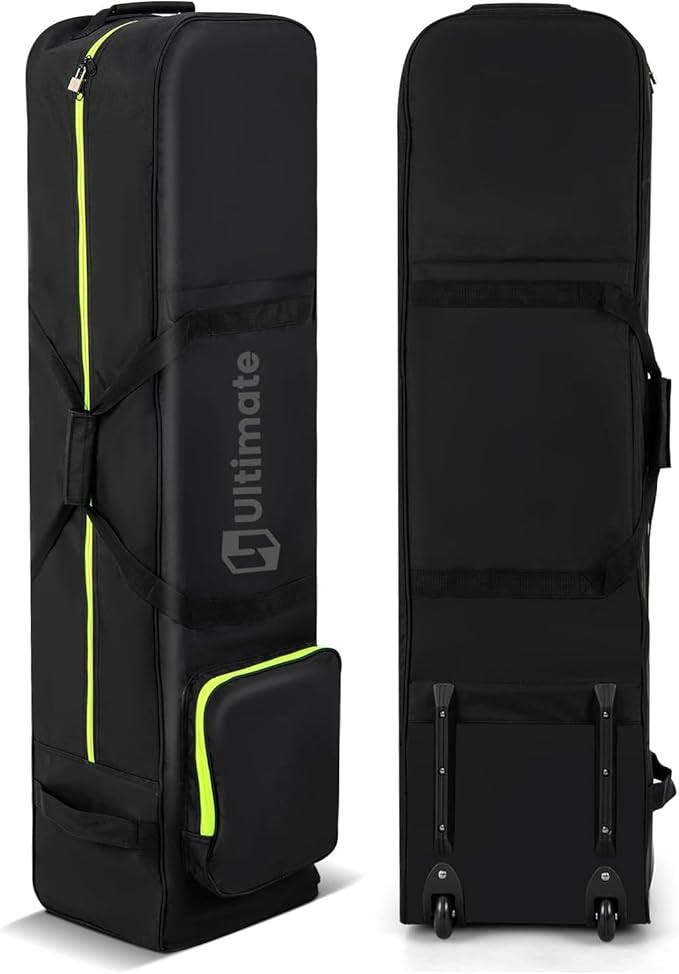 Borsa da Viaggio per Golf con Ruote Morbide, Custodia Resistente all'Usura e Impermeabile in Oxford con Tasca Extra, Zip e Chiave, Copertura Pieghevole per Mazze da Golf