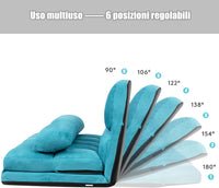 Divano Letto da Terra con 2 Cuscini, Divano Letto Pieghevole con Schienale Regolabile a 6 Livelli, Ideale per Camera da Letto e Soggiorno (Blu)