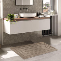 Tappeto Bagno 60x40 cm Puro Cotone Elegante Lussuoso Morbido Scendiletto Antiscivolo Marrone