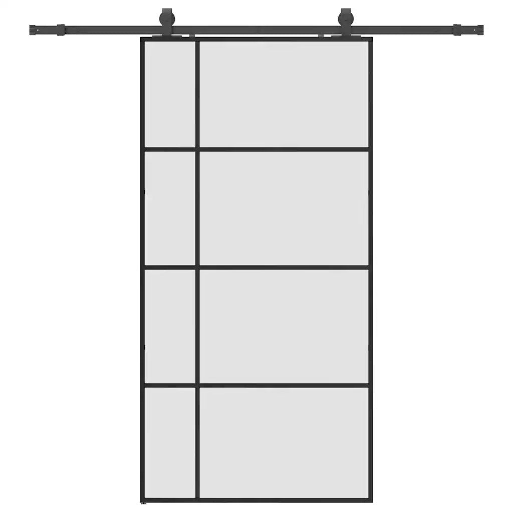 Porta Scorrevole con Ferramenta Nera 102,5x205 cm in Vetro ESG 3375873
