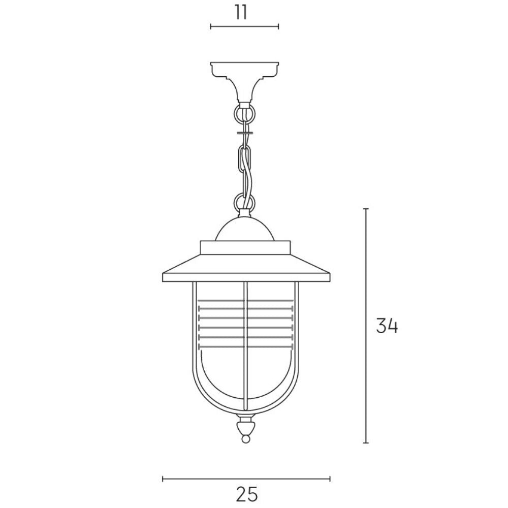 Lampada sospensione da esterno pezzi 3 modello porto color ruggine cm 34