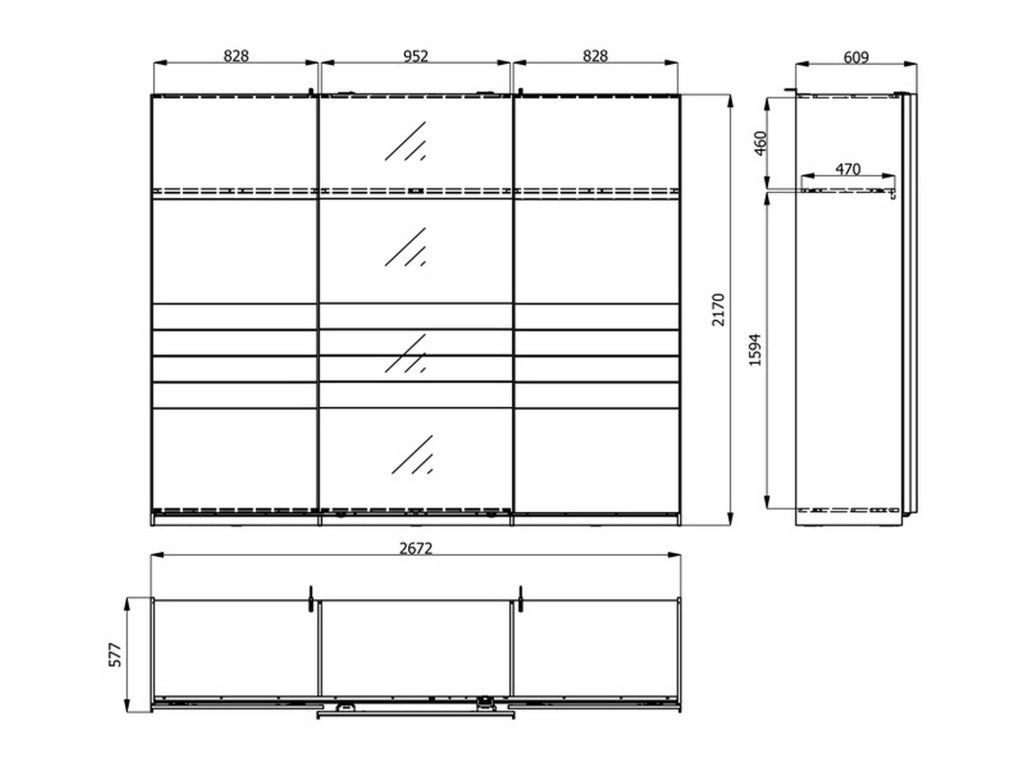 Armadio Camera da Letto Tures, Guardaroba Grande Appendiabiti, 267x217h cm Bianco Opaco