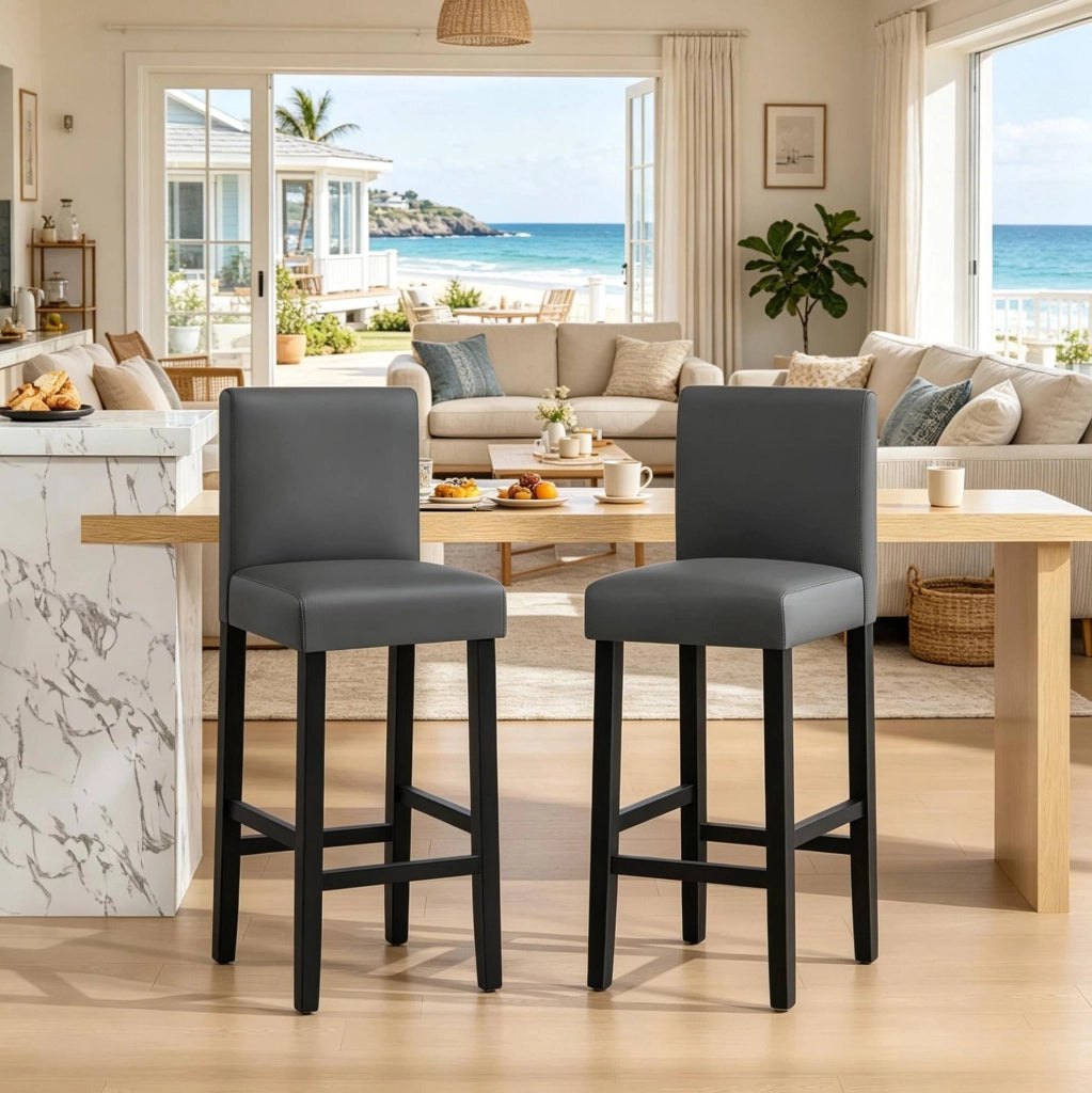 Set di 2 sgabelli da bar con schienale nero e grigio 41 x 43 x 110 cm
