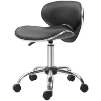 Sgabello a rotelle sgabello da lavoro con altezza regolabile 44-56 cm e schienale, girevole 360°, nero