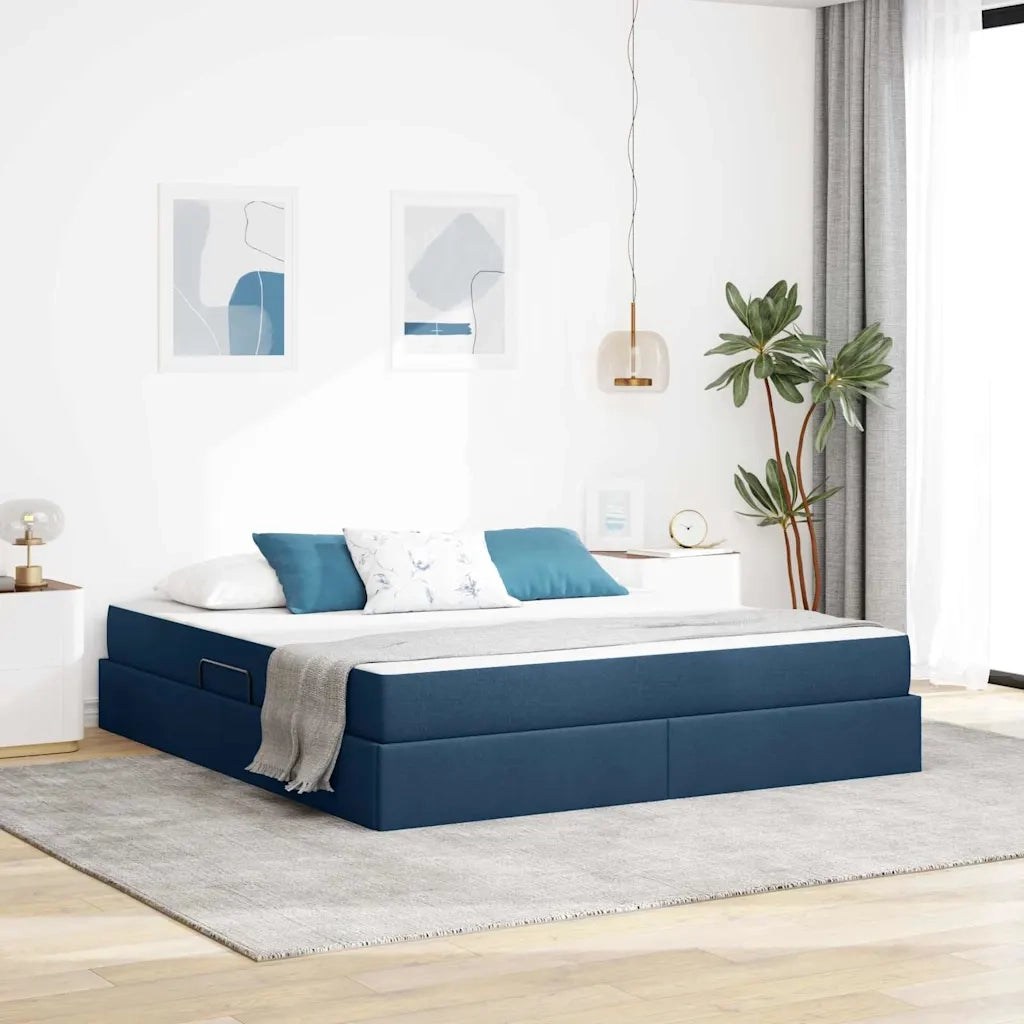 Letto con contenitore e materasso Blu 160 x 200 cm Poliestere 3399675