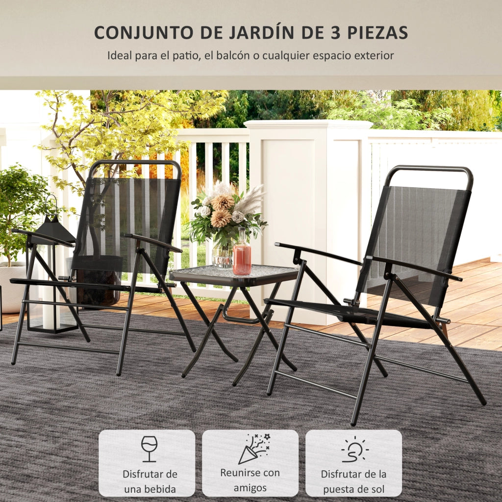 Tavolo da pranzo con sedie pieghevoli ¨C zephmum ¨C Nero, vetro, metallo