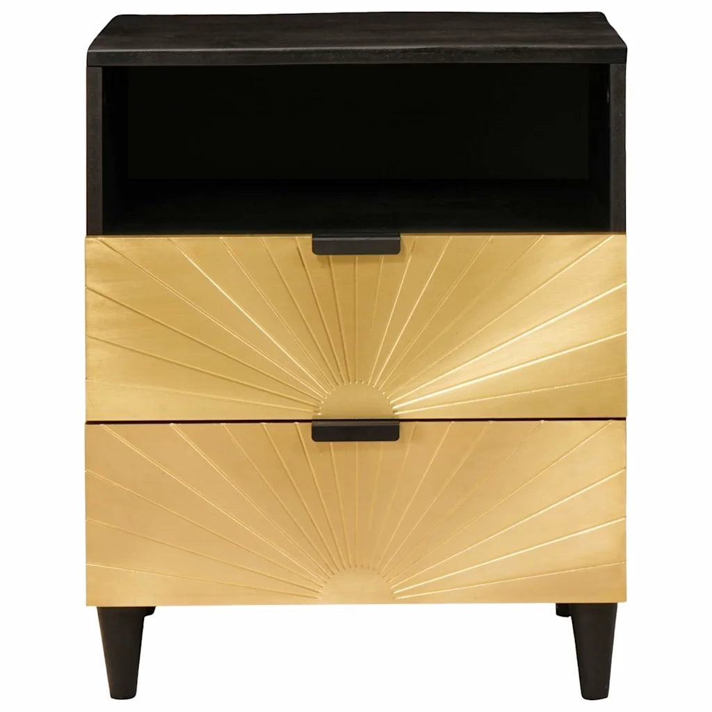 Comodino | Armadio da Notte | Mobiletto da notte Nero e Oro 50 x 33 x 62 cm Legno ingegnerizzato