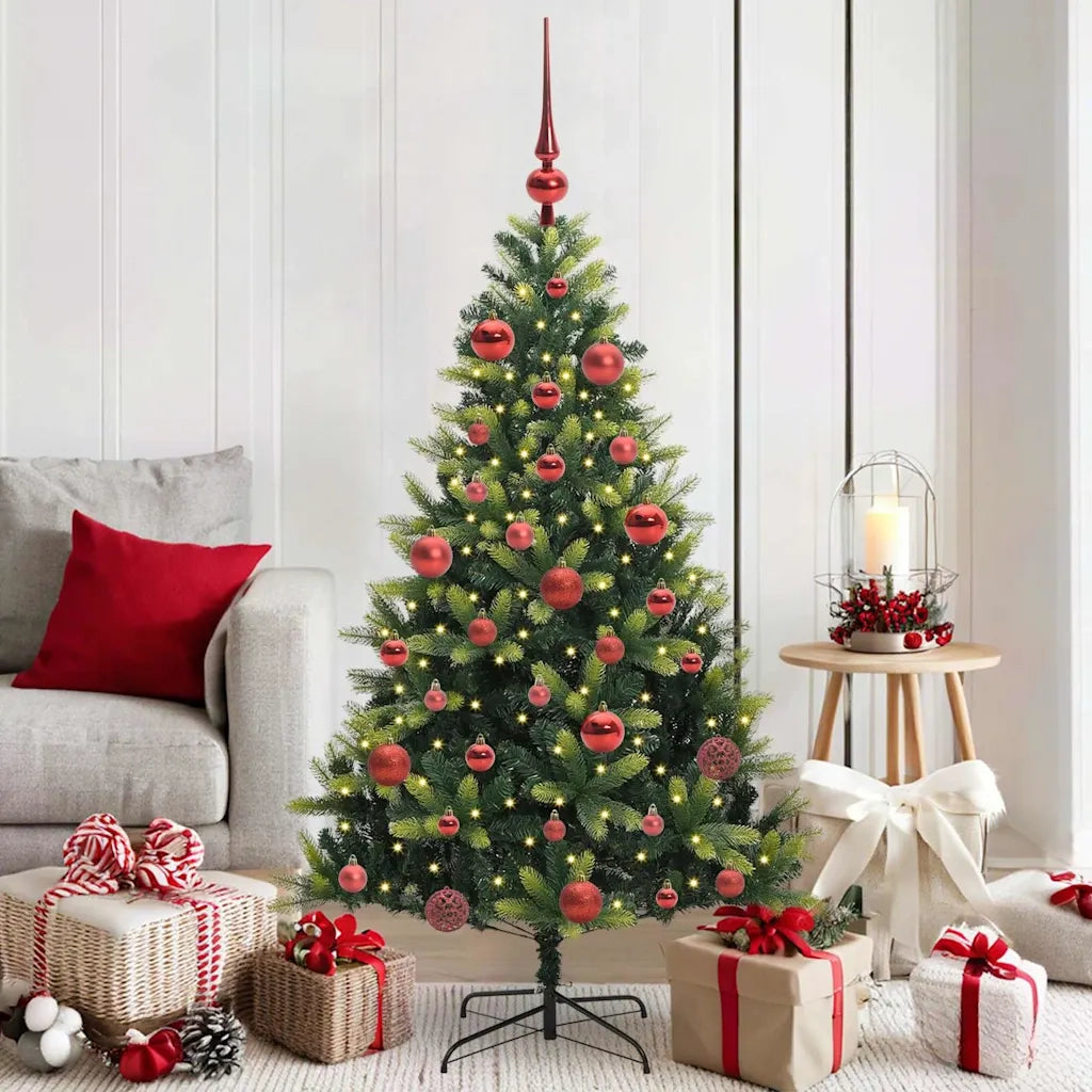 Albero di Natale | Decorazioni natalizie Artificiale Pieghevole 150 LED Verde 150 cm