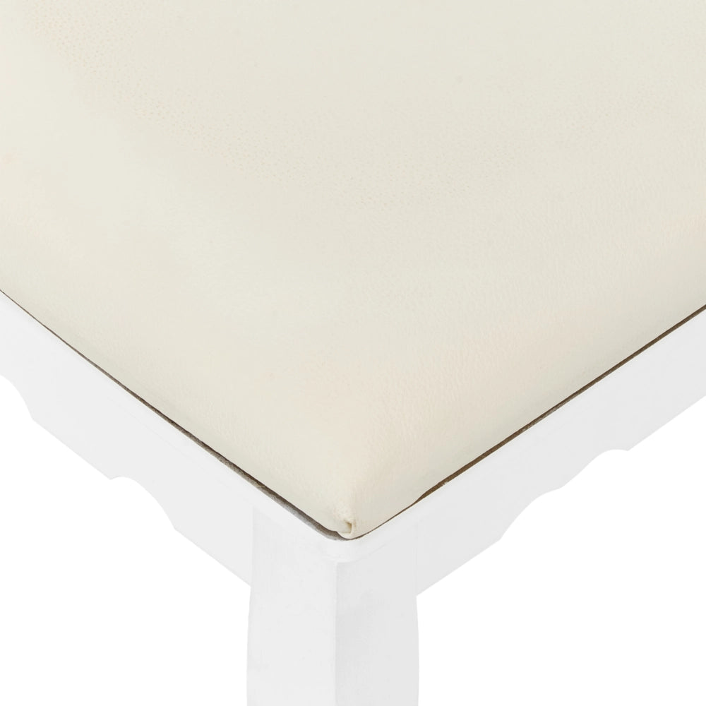 Toeletta Bianca MDF Legno Massello 140 x 80 cm 5 Cassetti Mobili Soggiorno Glam Design Camera Da Letto