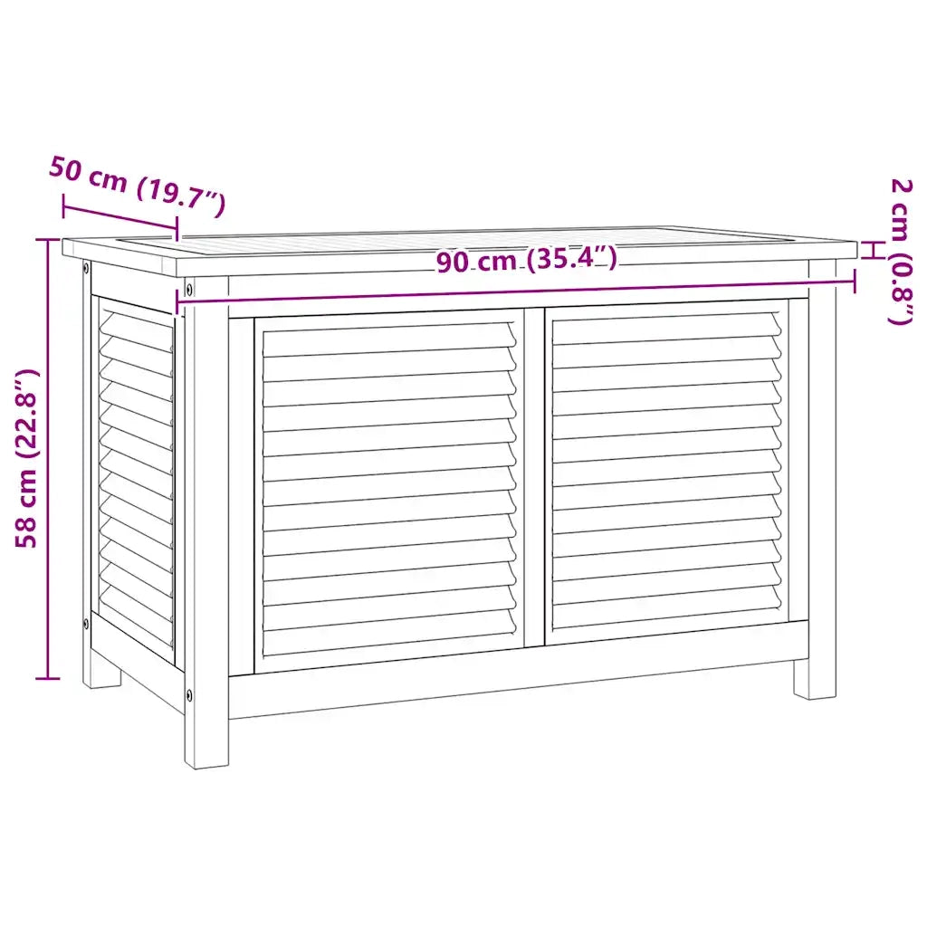 Contenitore Giardino con Borsa 90x50x58cm Legno Massello Teak 363270
